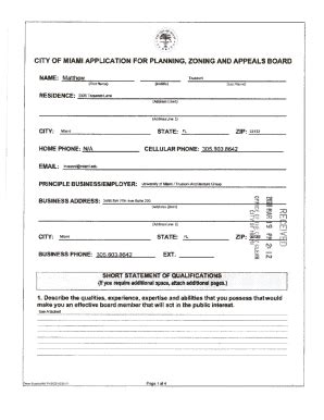 City of Miami Zoning Application.